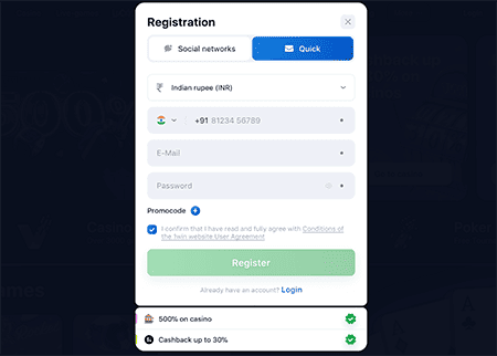 Dragon Register at 1win